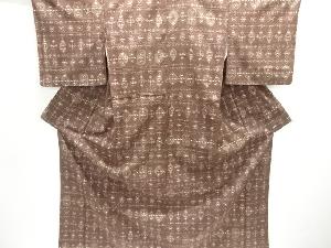 更紗模様織り出し手織り紬着物